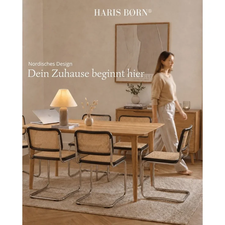 Haris Børn Freischwinger Wiener Geflecht - Handgefertigt in Italien - Premium Schwingstuhl (Set, 4 St), Hochwertige Freischwinger Stühle - Rattanstühle fürs Esszimmer – Bild 3