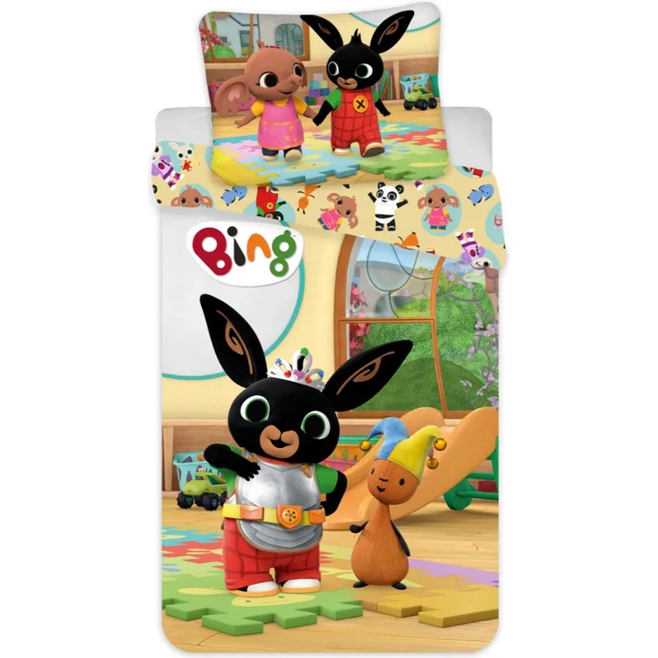 Bing Bunny Kinder Baby Bettwäsche Set Hase Bing Flop Elefant Sula Bettdecke 100x135 + Kopfkissen 40x60 cm, 100% Baumwolle