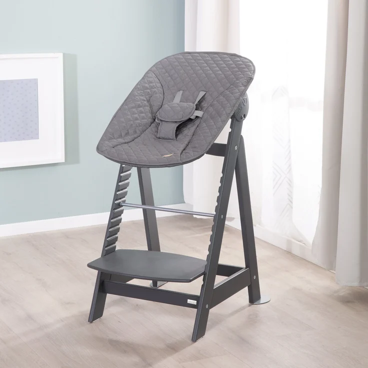 roba Born Up Babyhochstuhl - Set 2in1 inkl. Neugeborenenaufsatz 'roba Style anthrazit' - Mitwachsender Hochstuhl mit Liegefunktion - Ab Geburt - Anthrazit – Bild 2