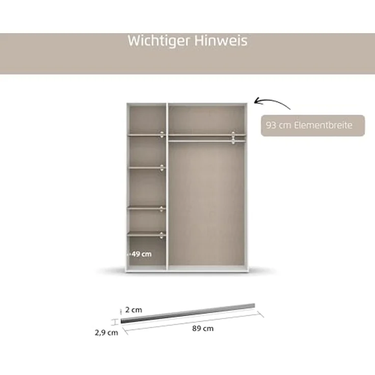 rauch Zubehör, Kleiderstange, für Kleiderschränke von rauch mit einer Elementbreite von 93 cm – Bild 4