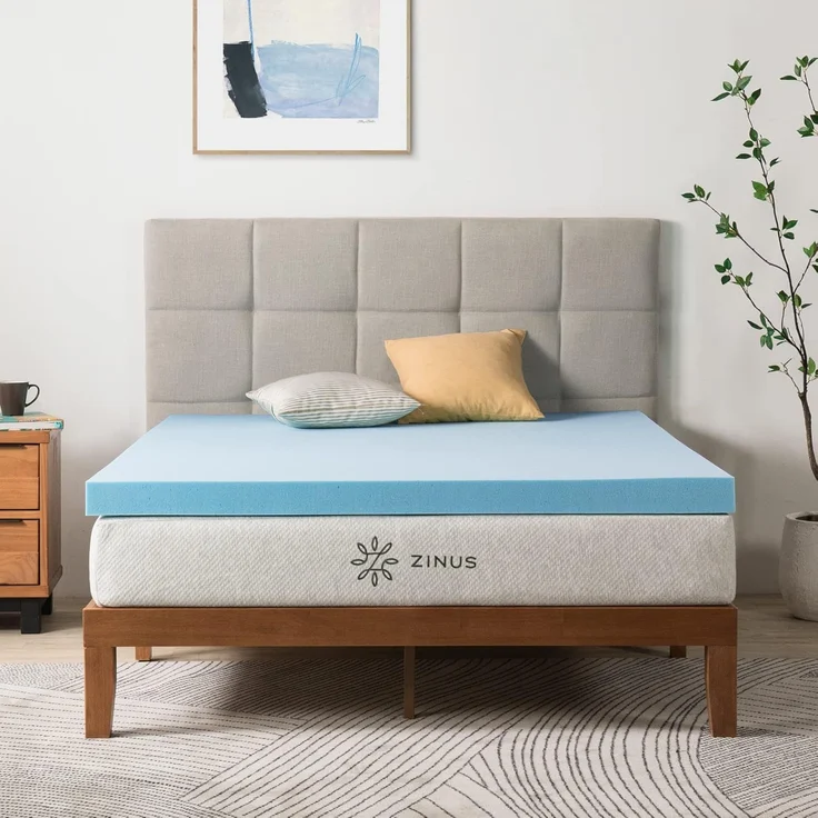 Zinus Matratzenschoner 80 x 190 cm – Höhe 7,6 cm – Matratze aus Memory-Schaum mit kühlendem Gel – Matratzenauflage – Oeko-TEX Zertifiziert – Bild 1