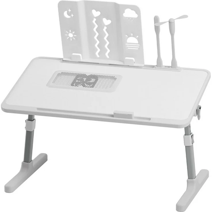 Rutaqian Schreibtisch Laptoptisch Betttisch,Tisch,Verstellbarer Lap Desk mit Lichtventilator (56x32x26cm,Klappbarer Laptop-Schreibtisch für Bett mit USB), Laptop Tisch für Lesen Essen Sofa Bett Couch – Bild 4