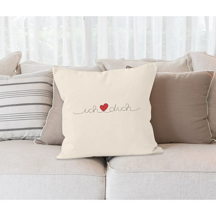 MoonWorks Dekokissen Kissen-Bezug Ich Liebe Dich Valentinstag Geschenk Schriftzug Kissen-Hülle Deko-Kissen Baumwolle MoonWorks® – Bild 2