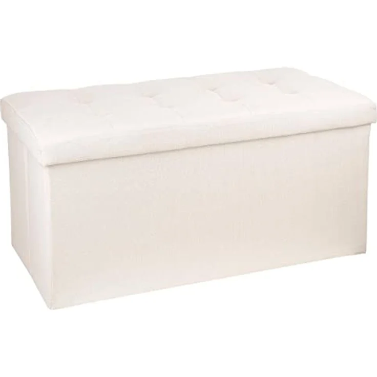 Atmosphera - Lysandre Beige 2-Sitzer Klappbank mit Stauraum - 76 x 38 x 38 cm, gepolsterter Sitz - Für Wohnzimmer, Schlafzimmer, Flur – Bild 1