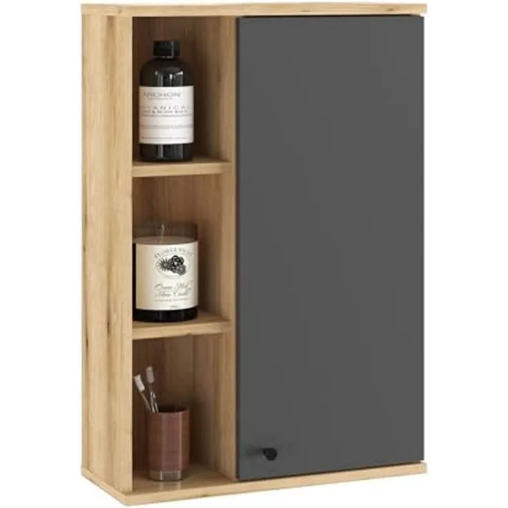 Badezimmer Hängeschrank Torsby in grau und Eiche 51 x 75 cm