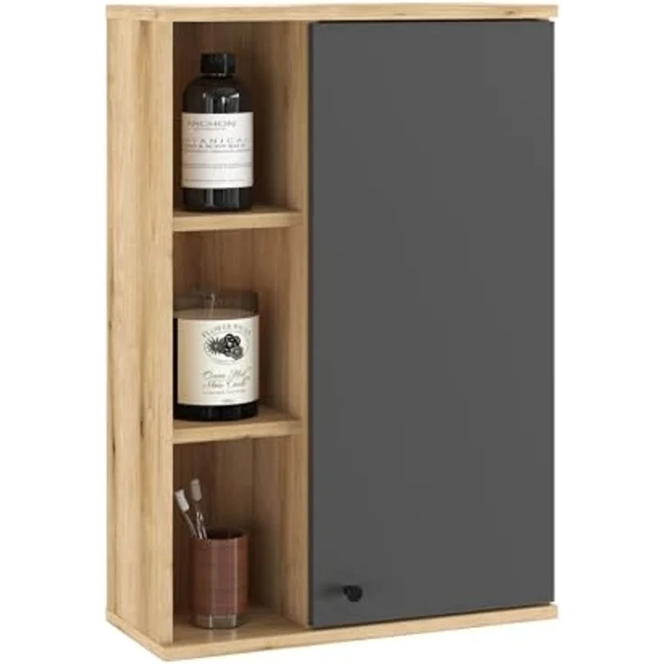 Badezimmer Hängeschrank Torsby in grau und Eiche 51 x 75 cm – Bild 1