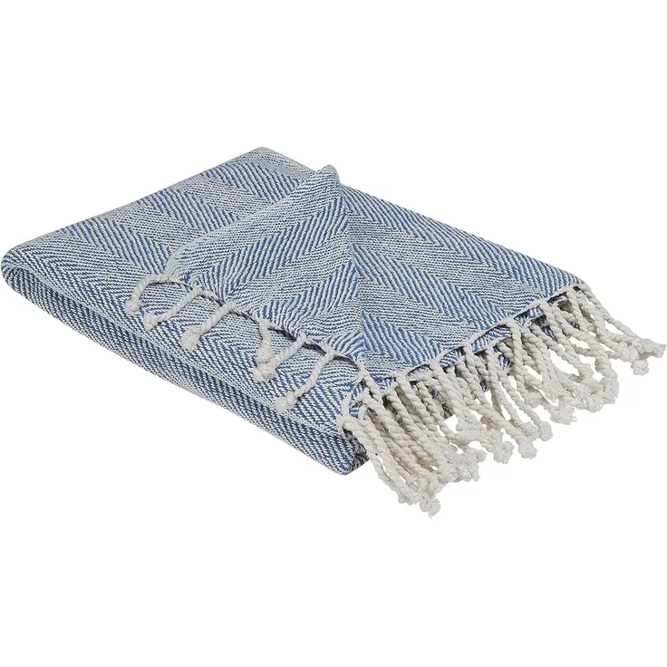 Kuscheldecke TILMI Baumwolle 130 x 160 cm Blau