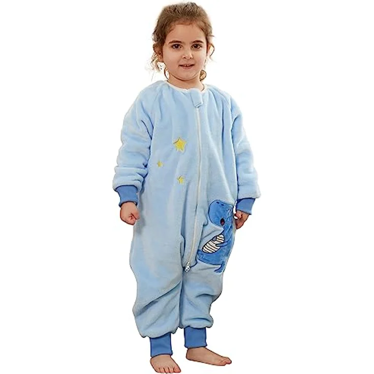 XQ&XG Baby Schlafsack mit Füßen 2.0 Tog,Babyschlafsack mit langen Ärmeln,Schlafsack Kinder mit Beinen für mädchen und Junge,Dinosaurier,90 – Bild 2