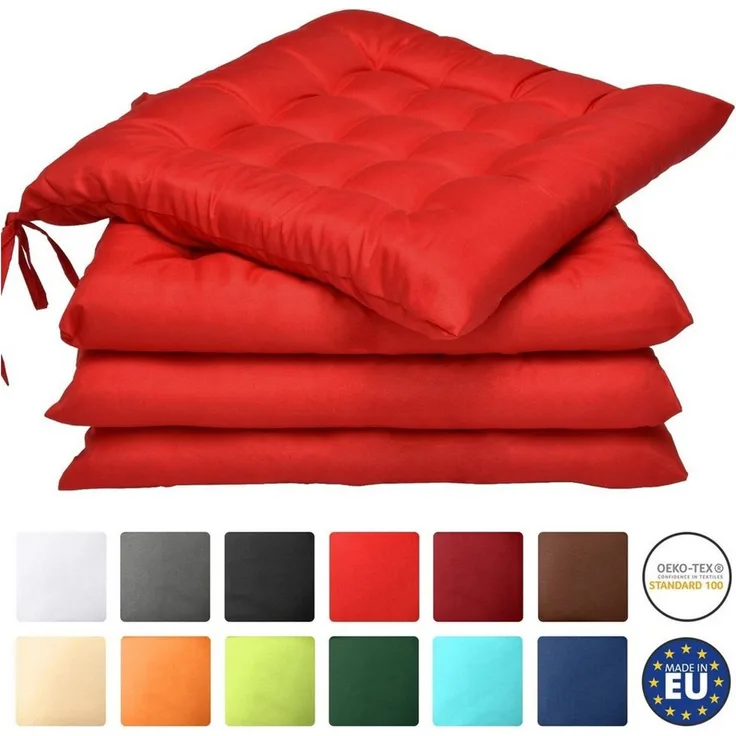 Beautissu Stuhlkissen Lea, 4er Set Suthlkissen 40x40x5cm
