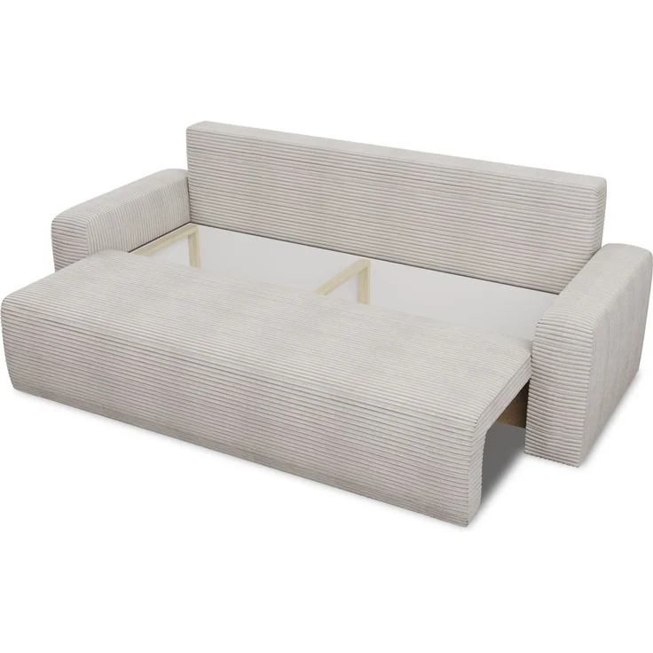 Schlafsofa Spark – Sofa mit Schlaffunktion und Bettkasten, Bonellfederkern, Cordbezug, große Schlaffläche, modernes Polstersofa & Bettsofa (Grün (Poso 014)) – Bild 4