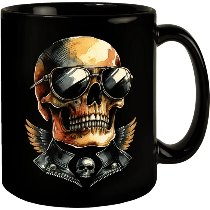 speecheese Tasse Rocker Totenkopf Tasse schwarz in Schwarz – Bild 1