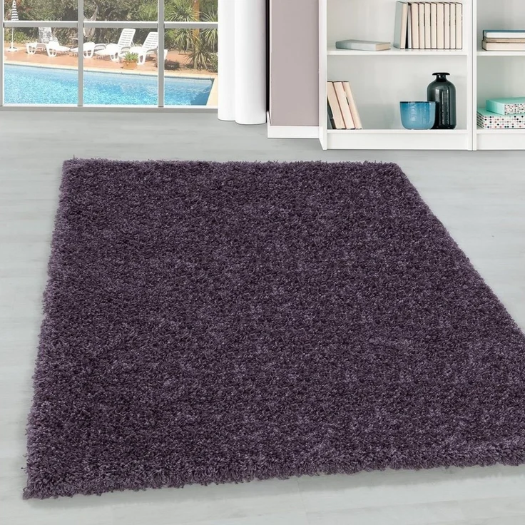 Teppium Teppich Unicolor - Einfarbig, Rund, Höhe: 30 mm, Einfarbig Shaggy Teppich Wohnzimmer Langflor versch. farben und größen – Bild 2