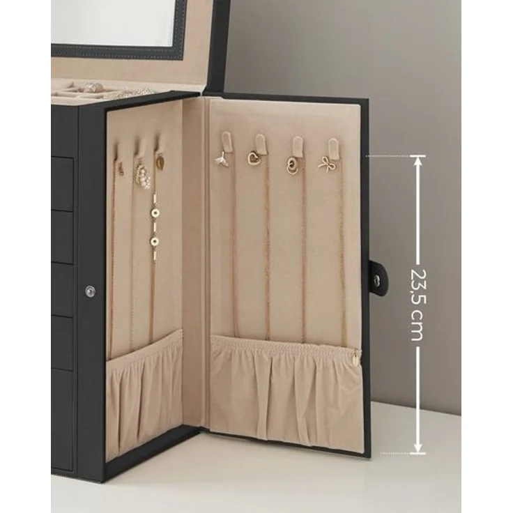 Songmics Schmuckkasten, Schmuckschatulle mit 6 Ebenen, seitlichen Klapptüren, 15,6 x 26 x 32 cm – Bild 3