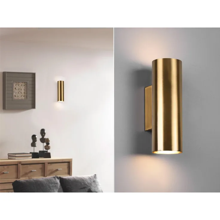 LED Wandleuchte Up and Down Light in Altmessing 2-flammig dimmbar, Höhe 18cm