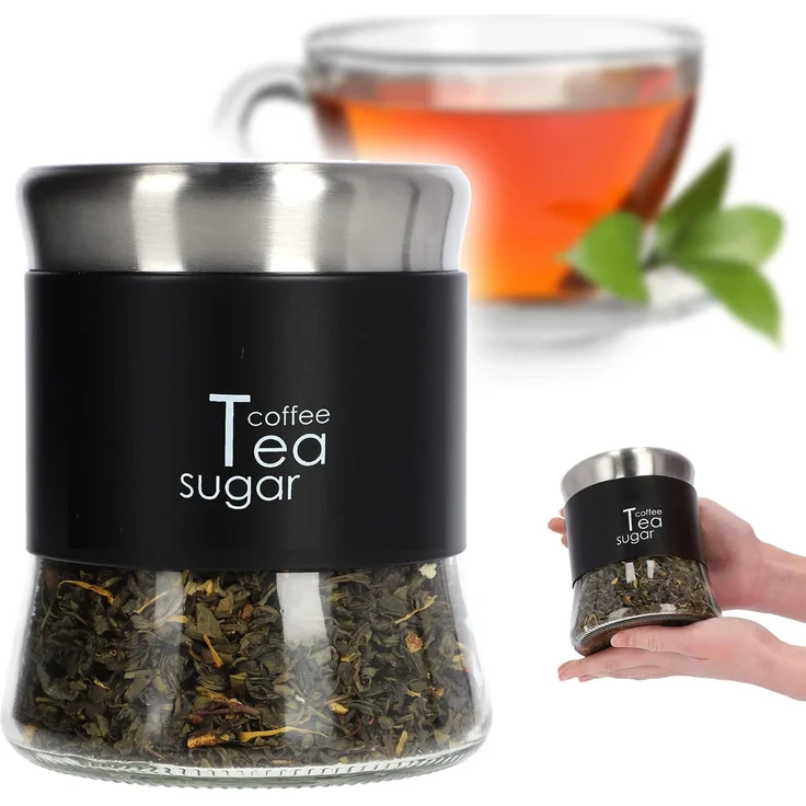 KADAX Glasbehälter für Kaffee, Tee, Zucker, mit Deckel, Schwarz, 750 ml – Bild 1