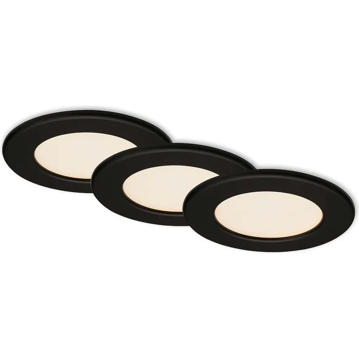 Di-Ka LED Einbauleuchte Thin 3er Set schwarz-matt Ø 11,5 cm 6W, warmweiß