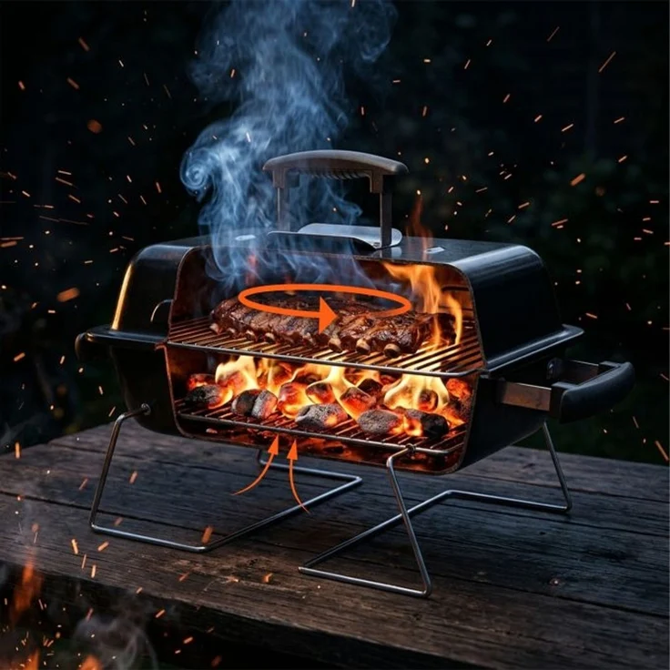 Relaxdays Klappbarer Tischgrill mit Deckel, 36 x 56 x 30,5 cm – Bild 3