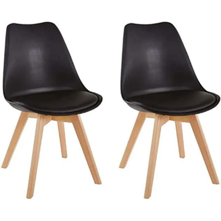 HJhomeheart Esszimmerstuhl 2er Set, Massivholzbeine, Abnehmbares Stuhlkissen, Küchenstuhl, Moderner Stuhl (Schwarz-2)
