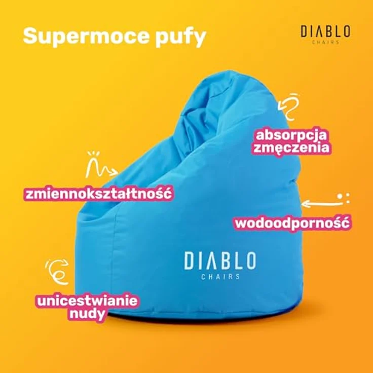 Diablo Kinder-Pouf, Craft Edition, ergonomischer Sitz, mit Granulatfüllung, strapazierfähiges Cordura, wasserdicht, leicht und kompakt, Spielmuster, Maße 80 x 110 x 80 cm, Blau – Bild 4