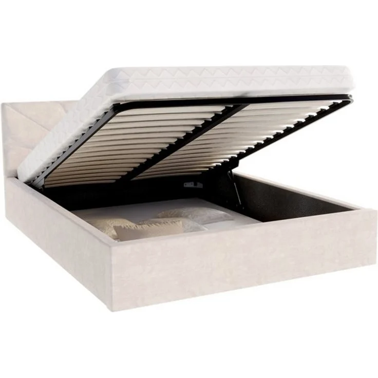 FDM Polsterbett Bettrahmen Bettgestell 90x200, 120x200, 140x200, 160x200, 180x200cm (MADE IN EU - mit hochwertigem Velours Bezug, Bettrahmen, Bett, Optional mit Matratze bestellbar, mit großen gepolsterten Kopfteil, mit Bettkasten zum aufklappen), Meta... – Bild 4