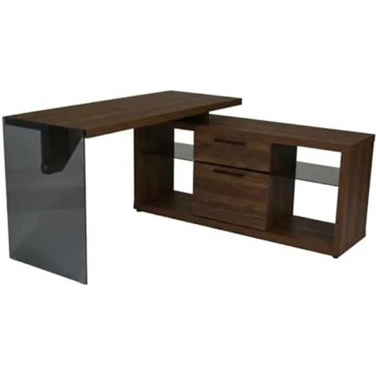 JAHNKE ECK-Schreibtisch LUX C 150 E WALNUSS NB./GGL