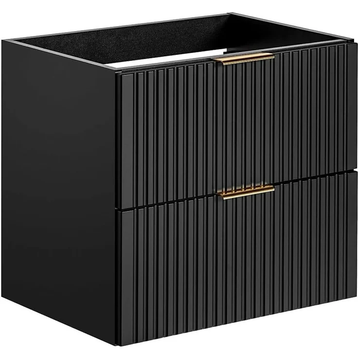 Vente-unique - ZEVARA Waschbeckenmöbel Holz, PlatteKeramik Schwarz - B 46 cm x H 57 cm x L 60 cm – Bild 5