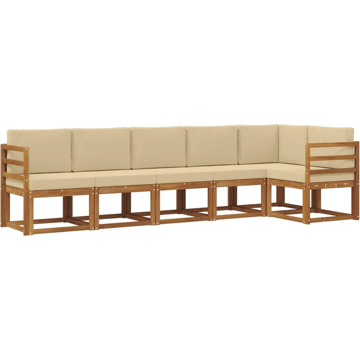 vidaXL Outdoor-Sofagarnitur mit Kissen 6 pcs Natur und Beige 3366451 – Bild 2