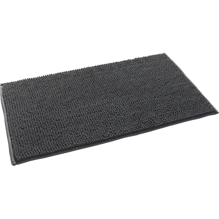 casa NOVA Badematte CHENILLE, Anthrazit, 50 x 80 cm, Uni, Höhe 12 mm, rutschhemmend beschichtet, Polyester, rechteckig