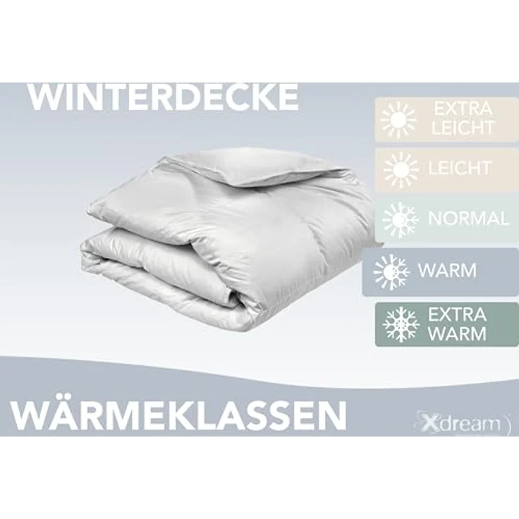 XDREAM Daunenbettdecke Nature Daunendecke, 135x200 cm und weitere Größen, Füllung: 90% Daunen, 10% Federn, Bezug: 100% Baumwolle, alle Wärmeklassen, Sommer oder Winter – Bild 3