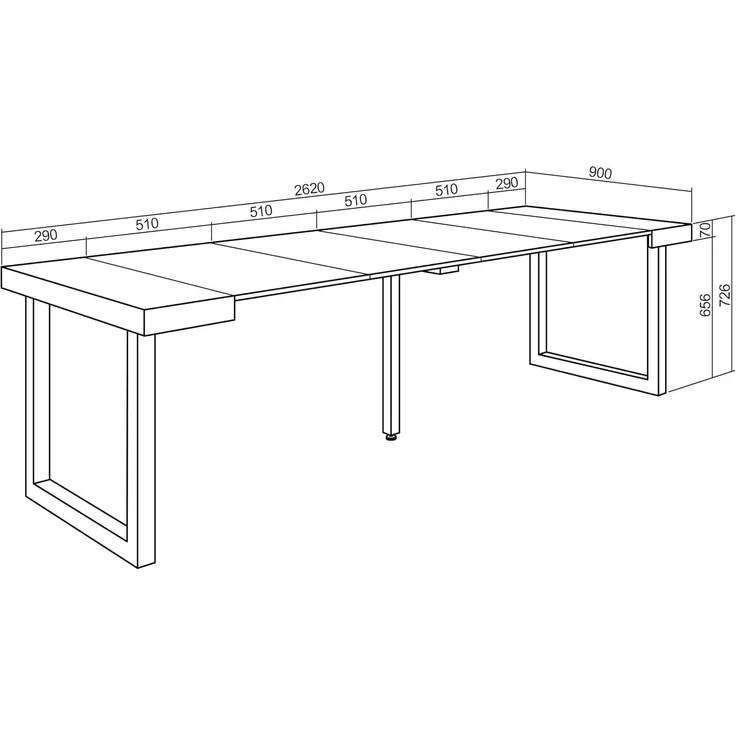 Skraut Home | Ausziehbarertisch | Multifunktionaler ausziehbarer | 260 | Für 12 Gäste | Massivholz Beine | Moderner Stil | Eiche und weiß – Bild 3