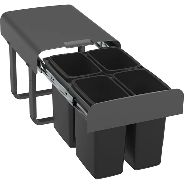 EKOTECH Abfallsammler EKKO 40 mit 28 (4x7) Liter Füllvolumen, Orion Grey, für 40 cm Schrankbreite – Bild 1