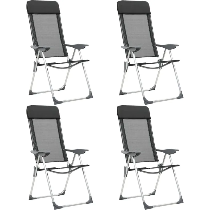 vidaXL Klappbare Campingstühle 4 Stk. Aluminium Schwarz 44308