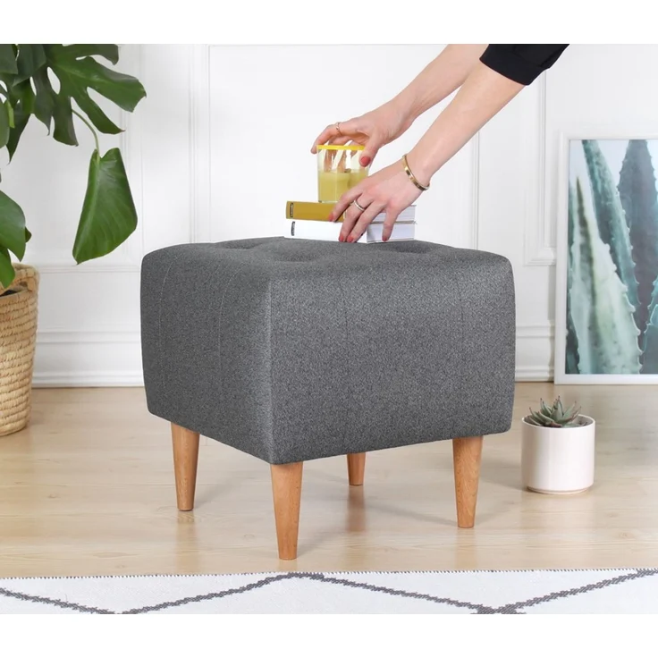 Hanah Home 'Tomp - Grey' Pouffe, Grau, 43 x 43 x 43 cm – Bild 3