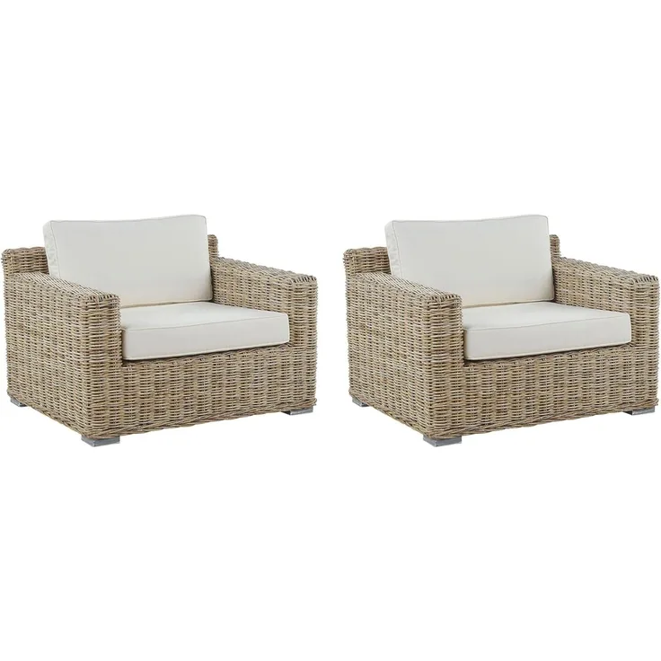 Gartensessel 2er Set ARDEA Rattan Hellbraun