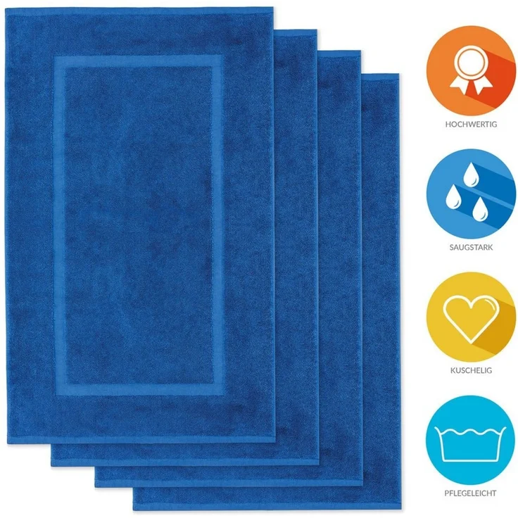 Lavea Badematte 4er Set Badeteppiche Elena Frottee 50x80 cm Badvorleger, 100% Baumwolle, 500 g/m² Frottier, weich & saugstark, pflegeleicht – Bild 1