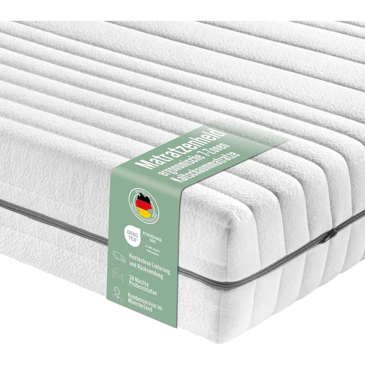 Kaltschaummatratze Wellness, ergonomische Matratze mit 7-Zonen, Matratzenheld, 18 cm hoch, Kaltschaummatratze für jede Schlafposition, 90x190 cm – Bild 1
