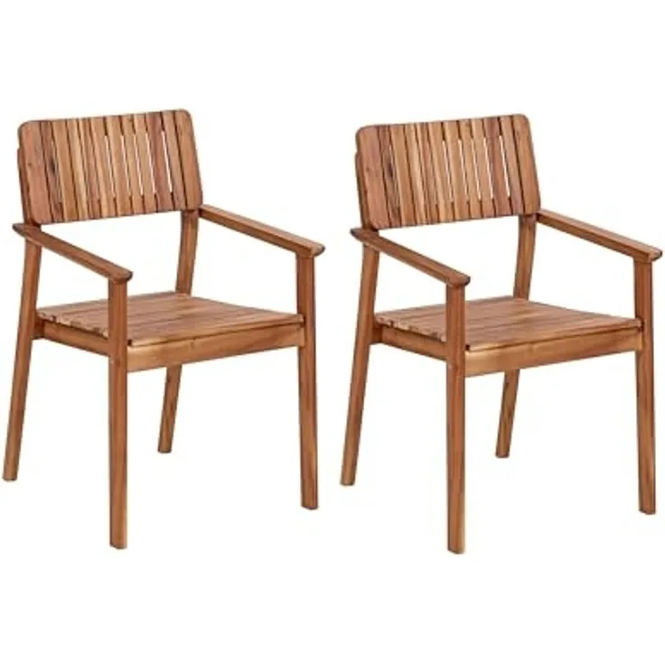 Gartenstuhl 2er Set AGELLO Akazienholz Heller Holzfarbton