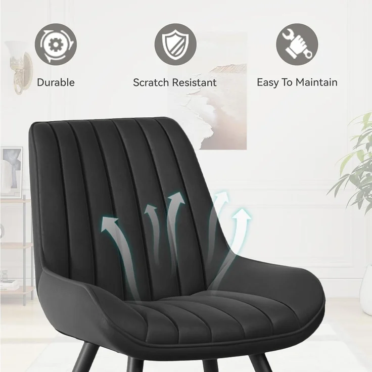 Esszimmerstuhl Polsterstuhl Sitzkissen Metallbeine 4er Set Schwarz – Bild 7