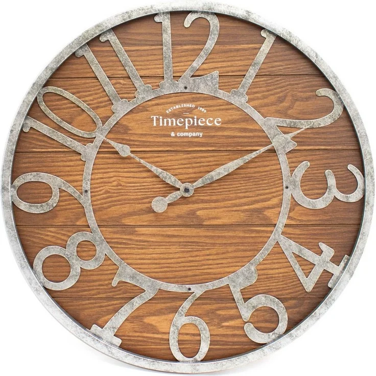 K&L Wall Art Wanduhr große Industrielle Metalluhr Vintage Holzuhr Rost Optik (Uhr ohne Tickgeräusche) – Bild 1