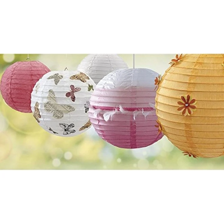 Papierlampion, 20cm ø, m. Metallgestell, Beutel 2Stück, weiß (1,49 € pro 1 Stück) – Bild 3