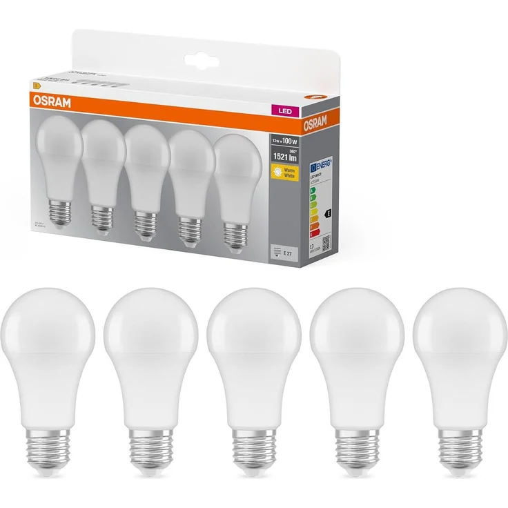 Osram LED-Lampe Base Classic A100 Kolbenform 13W 827, 2700K warmweiß, E27, matt, 1521 lm, geringere Wärme