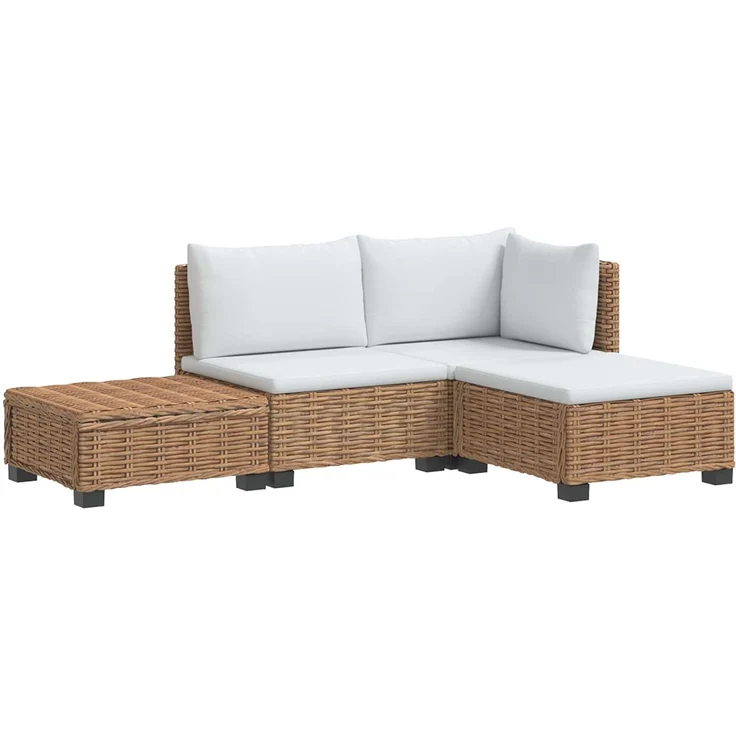 vidaXL 4 stk. Rattan-Lounge-Set mit Kissen GENDT Naturrattan Natur 3429844 – Bild 2