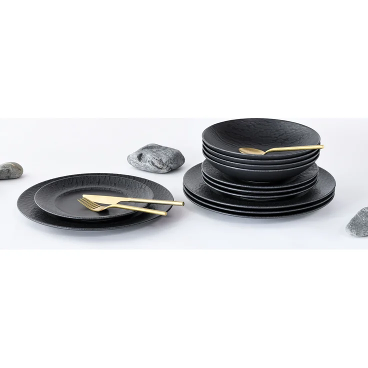 Schiefer Schwarz, Tellerset 12-tlg (mo) – Bild 2