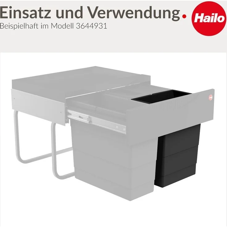 Hailo Inneneimer 1225959 schwarz 8 L 226 x 156 x 295 mm mit Deckel – Bild 5
