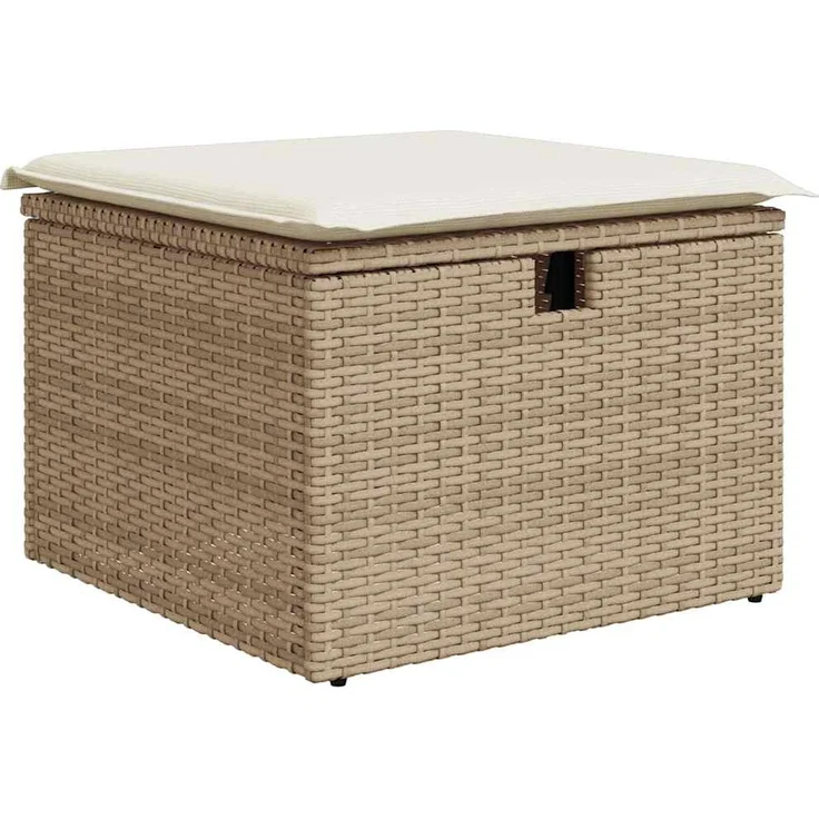 vidaXL 9-tlg. Garten-Sofagarnitur mit Kissen Beige Poly Rattan Akazie 3328101 – Bild 5