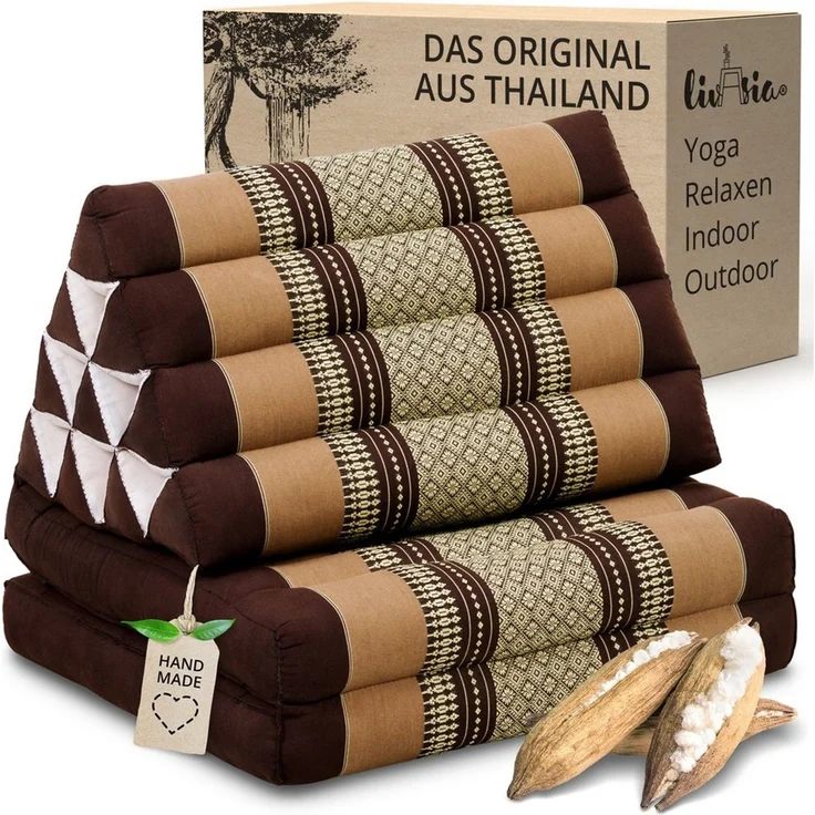 livasia Sitzsack Thaikissen 2 Auflagen, vegan und handgefertigt, 120x50x8cm, Kapok – Bild 1