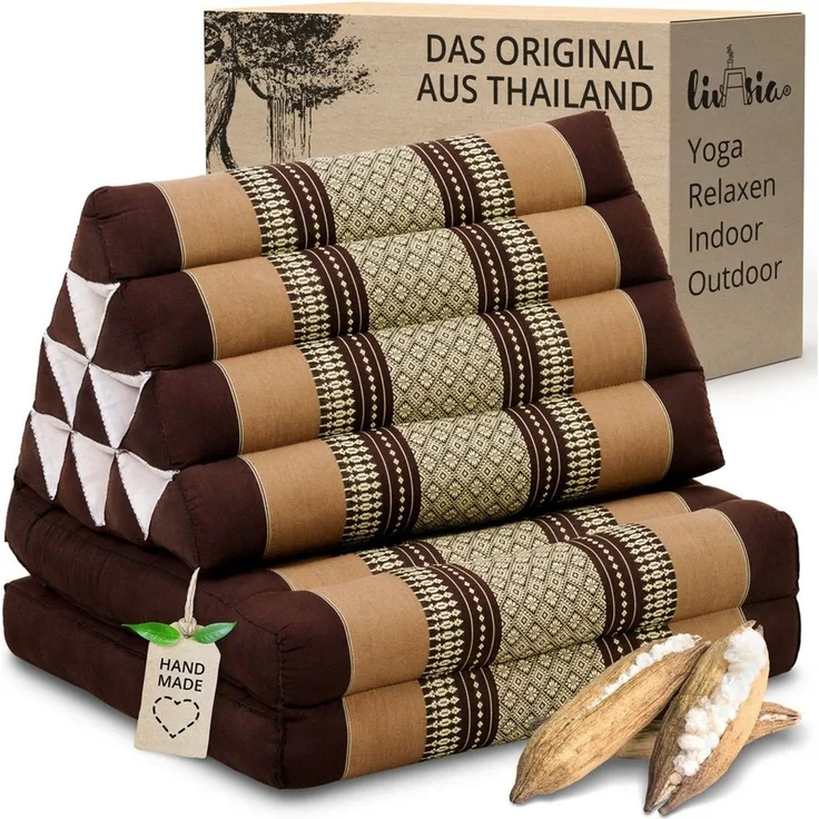 livasia Sitzsack Thaikissen 2 Auflagen, vegan und handgefertigt, 120x50x8cm, Kapok