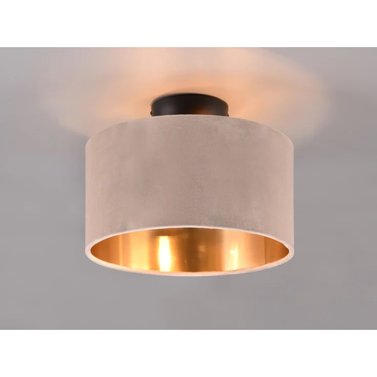 Trio Leuchten Deckenleuchte Julieta 619000244, Metall Schwarz matt, Schirm Samt Beige/goldfarbig, exkl. 2x E14 – Bild 3