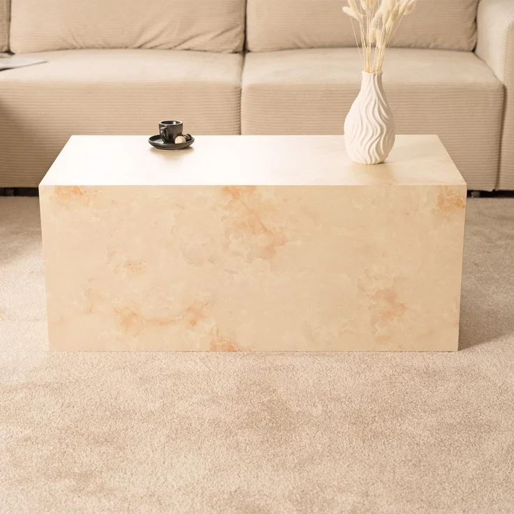 HOME DELUXE Couchtisch Marmor AMIRI L - 95 x 50 cm Sandstein – Bild 2
