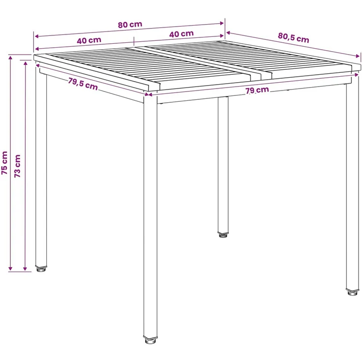 vidaXL Gartentisch NAARDEN Natur und Weiß 80 x 80,5 x 75 cm 901311 – Bild 8